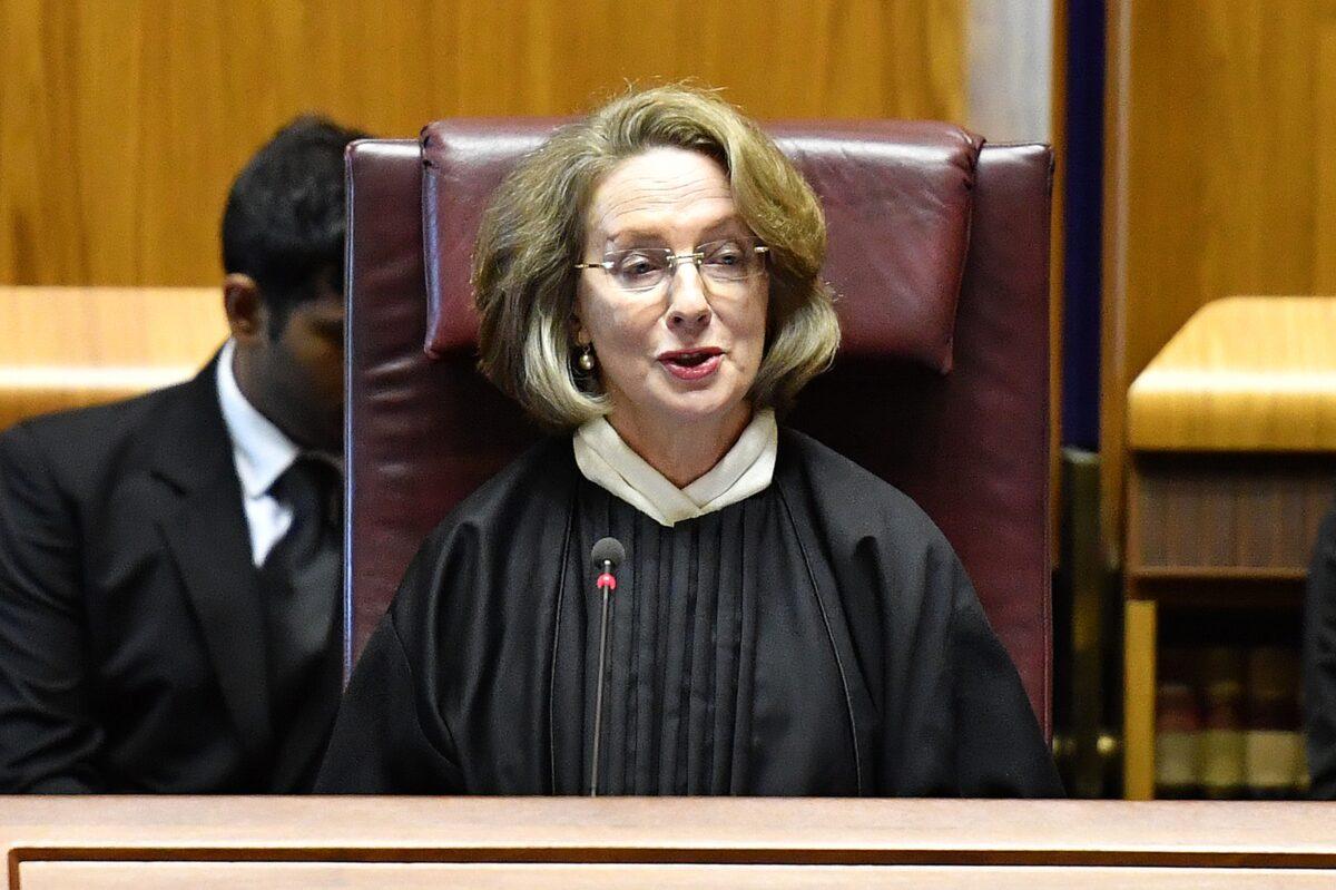 Susan Kiefel was being sworn in as Chief Justice of the High Court, in Canberra, Australia, on Jan. 30, 2017. (Mick Tsikas/AAP Image)