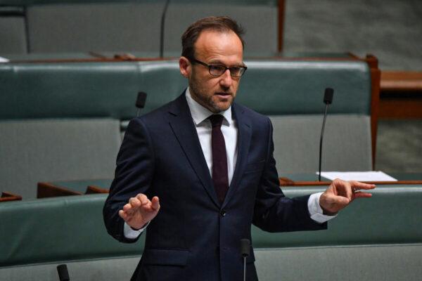 Greens Leader Adam Bandt speaks at Parliament House in Canberra, Australia on Dec 9, 2020. (Photo by Sam Mooy/Getty Images)