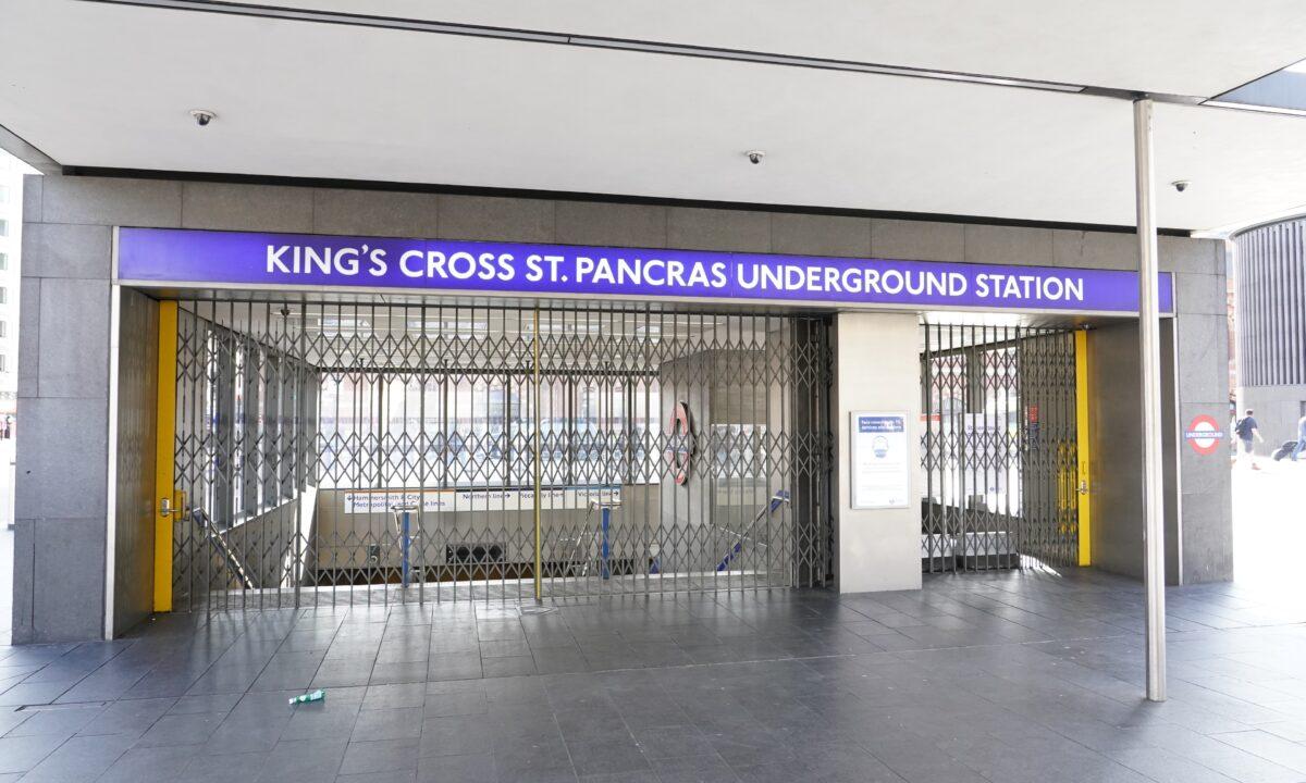 Barriers down at Kings Cross St. Pancras underground station in London, as members of the Rail, Maritime, and Transport union begin their nationwide strike along with London Underground workers in a bitter dispute over pay, jobs, and conditions, on June 21, 2022. (Ian West/PA Media)
