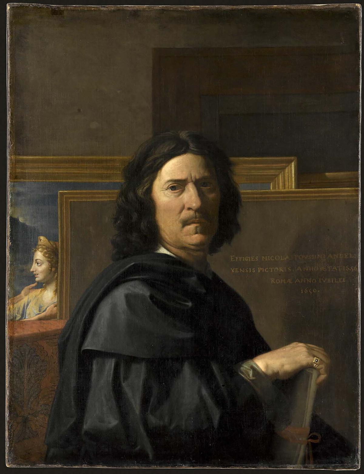 Self-portrait, 1650, by Nicolas Poussin. Oil on canvas; 30.7 inches by 37 inches. Louvre Museum. (Public Domain)