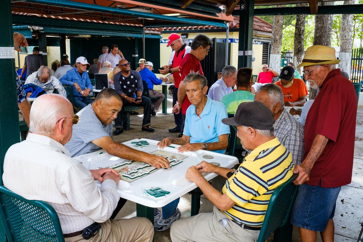 Miami, FL USA - December 18, 2016: The Domino Park is a popular tourist destination in Little Havana to watch seniors play domino. (Fotoluminate LLC/Shutterstock)