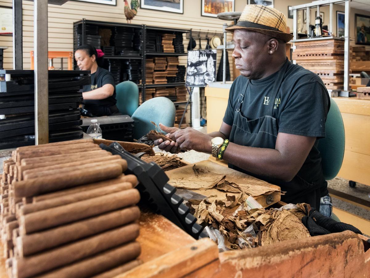 Miami, FL USA - JUNE 10, 2018: Hand made cigars producton in Little Havana district. (Federico Rostagno/Shutterstock)