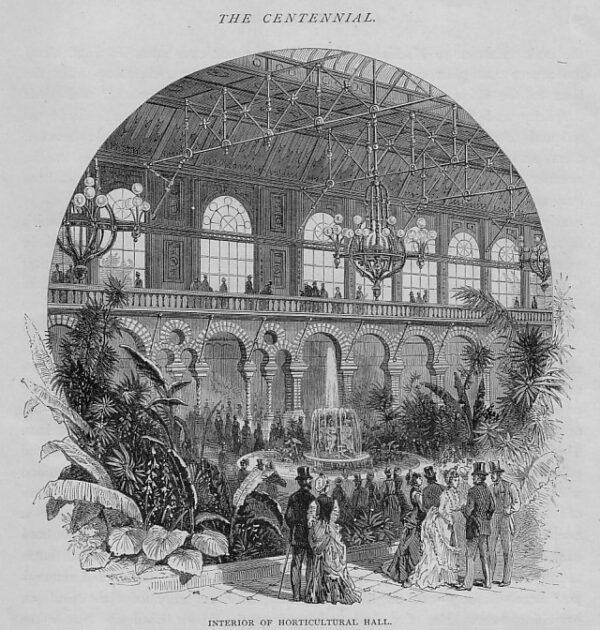 The interior of the Horticultural Hall. (Public Domain)