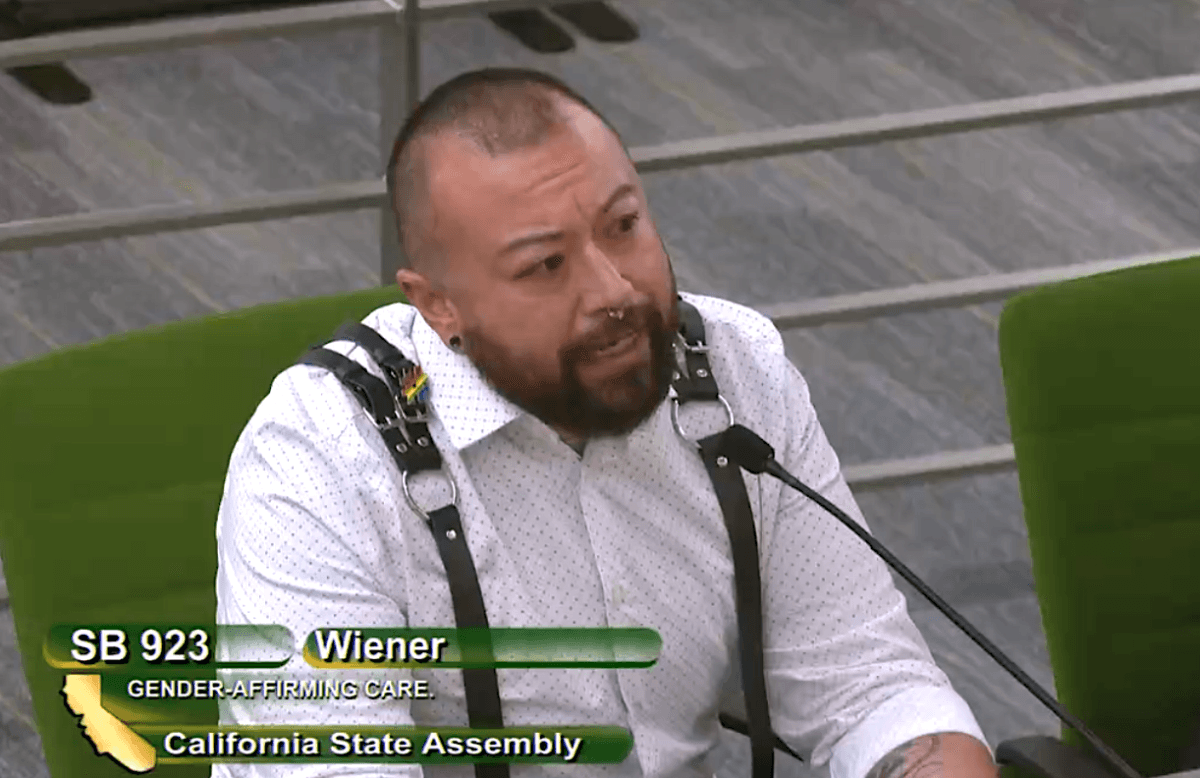 Daniel, who identifies as a “two spirit transmasculine individual,” speaks at a hearing in Sacramento on June 21, 2022. (Screenshot via California State Assembly)