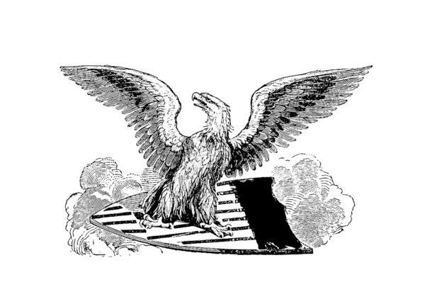  An eagle on a Philadelphia shield, 1852. (Public domain)