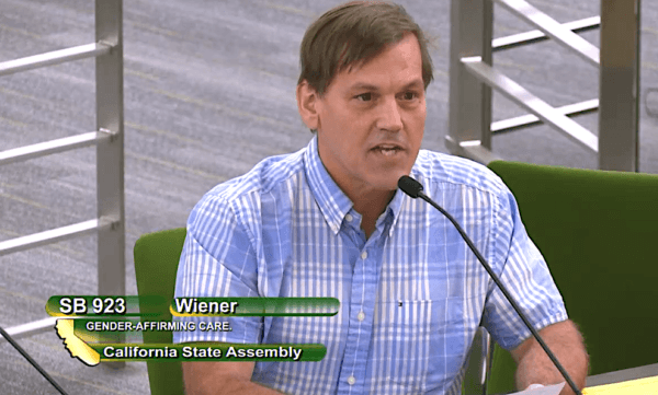 Ted Hudacko, who lost custody of one of his sons due to questioning his transgender identity, speaks at a hearing in Sacramento, Calif., on June 21, 2022. (California State Assembly/Screenshot via The Epoch Times)