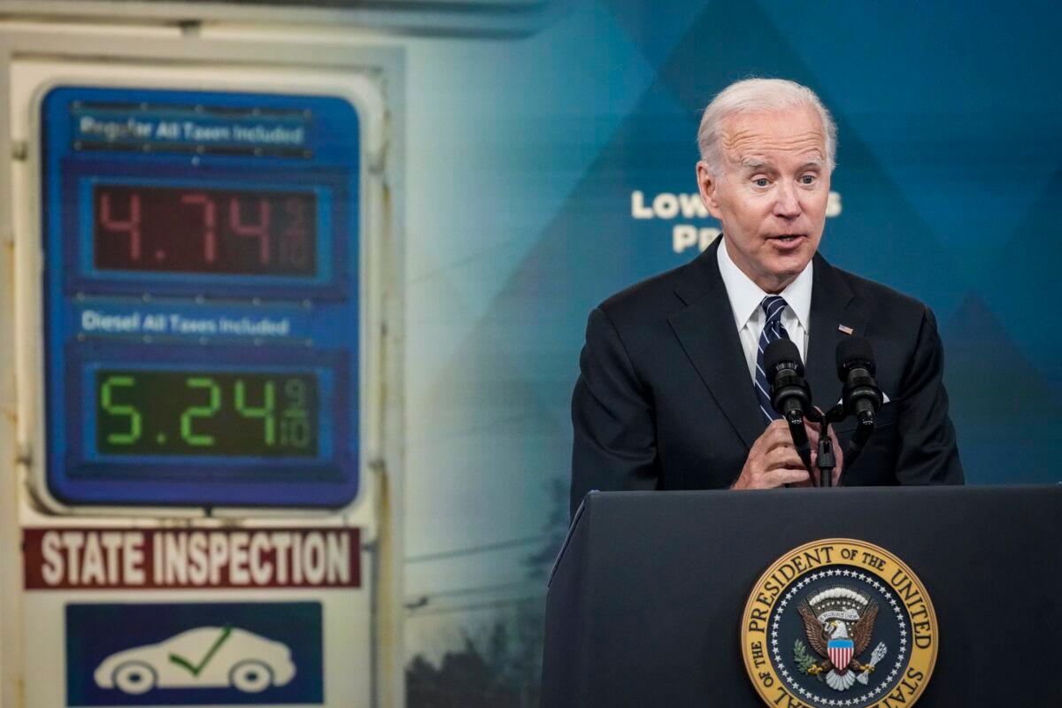 President Joe Biden speaks about gas prices in the South Court Auditorium at the White House campus in Washington on June 22, 2022. (Drew Angerer/Getty Images)