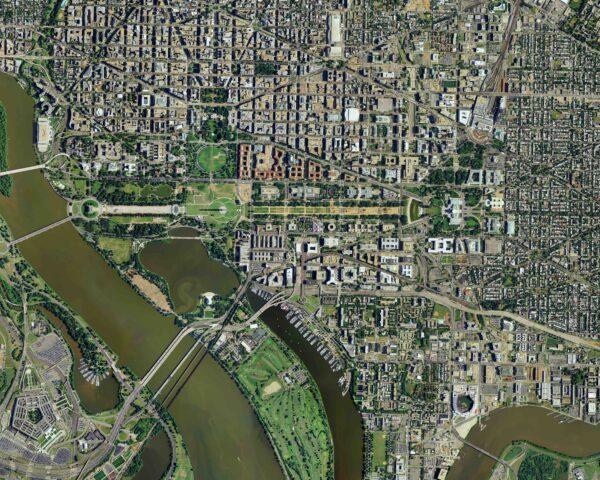 A bird’s-eye view of Washington, D.C. (Satellite Earth Art/500x Prime/Getty Images)