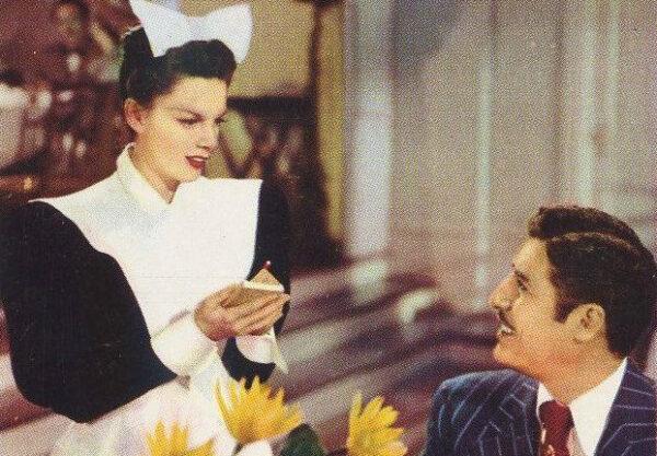 Scene from the film "The Harvey Girls" (1946) picturing Judy Garland and John Hodiak. (Public Domain)