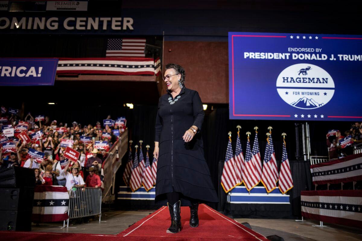 Harriet Hagemen during a rally in Casper, Wyo., on May 28, 2022. (Chet Strange/Getty Images)