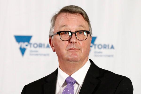 The Victorian Minister for Health, Martin Foley, speaks to the media at the daily press conference in Melbourne, Australia, on July 26, 2021. (Darrian Traynor/Getty Images)