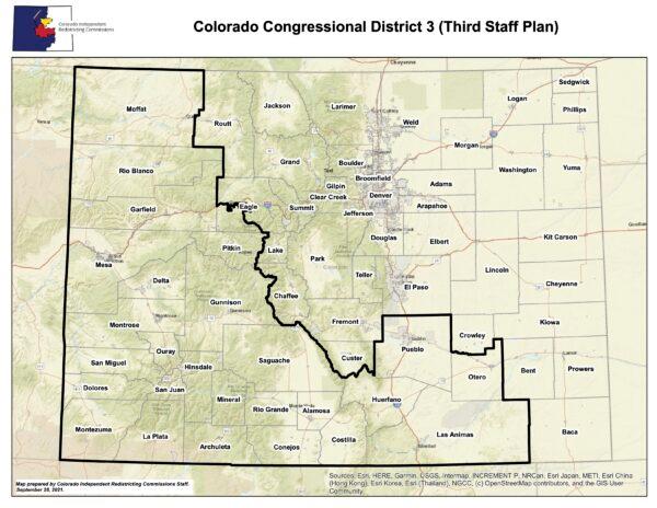 Map of Colorado's 3rd Congressional District. (Courtesy of Colorado Independent Redistricting Commissions)