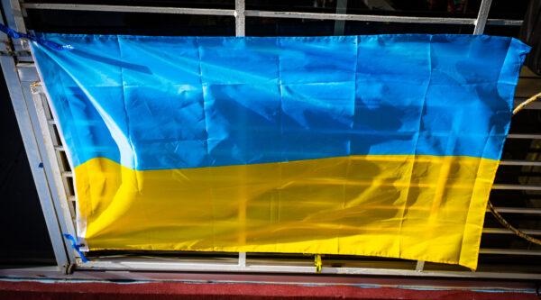 A file photo of a Ukrainian flag on April 27, 2022. (John Fredricks/The Epoch Times)