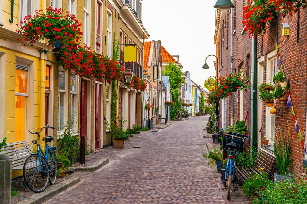 A street in bloom in Delft. (trabantos/Shutterstock)