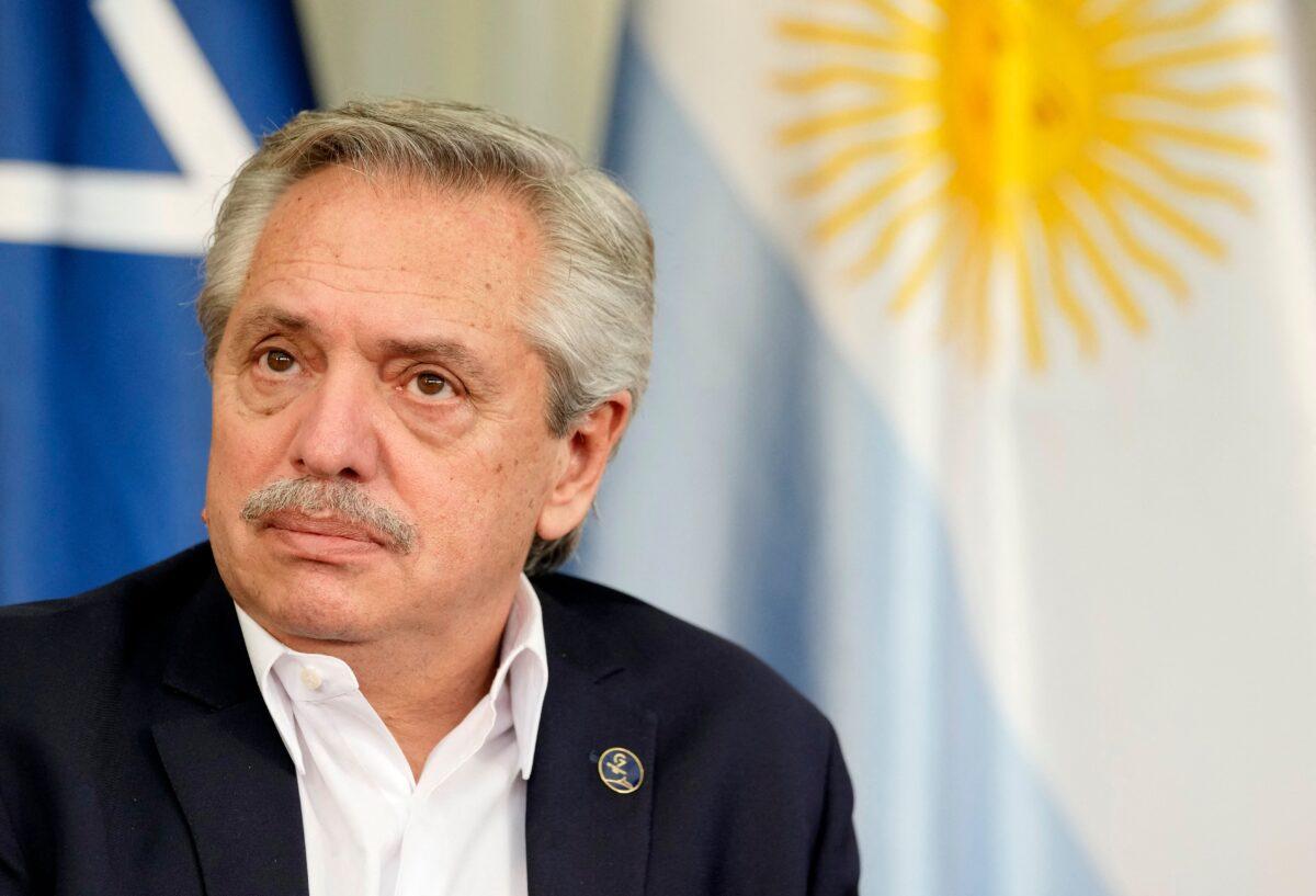 Argentina's President Alberto Fernandez is pictured during a bilateral meeting with the German Chancellor on the sidelines of the G-7 summit at Elmau Castle, southern Germany, on June 27, 2022. (Markus Schreiber/Pool/AFP via Getty Images)