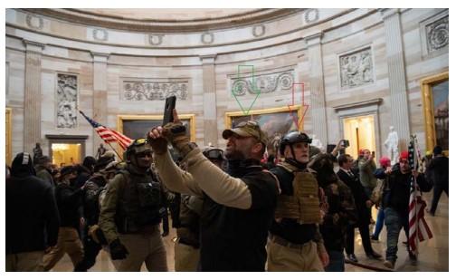 Kenneth Harrelson taking photographs inside the Rotunda inside the Capitol Building on Jan. 6, 2021. (FBI Criminal Complaint)