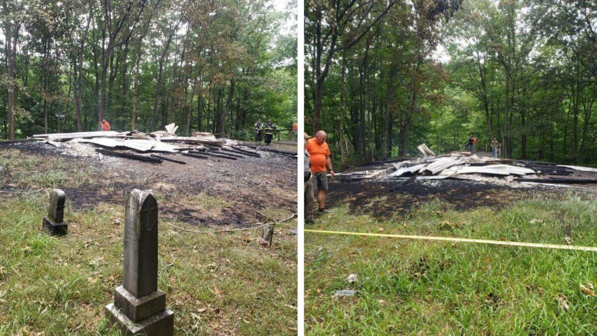 A major fire at St. Colman Catholic Church in West Virginia is being investigated as arson. (Courtesy of Beaver Volunteer Fire Department)