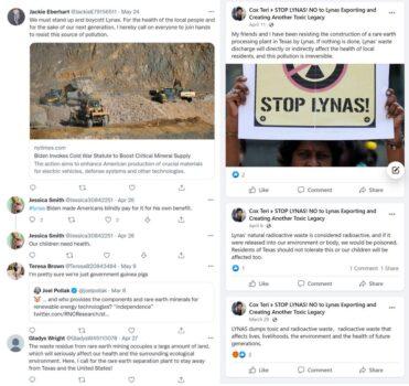 Screenshot of Dragonbridge-backed social media campaign targeting Australian rare earth miner Lynas (Courtesy of Mandiant).