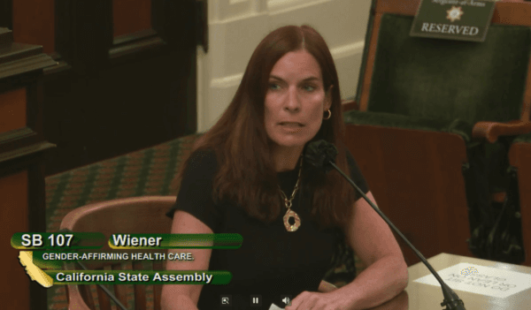 Erin Friday speaks at an Assembly committee meeting in Sacramento, Calif., on June 28, 2022. (Screenshot)