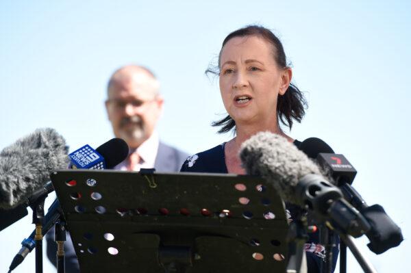 Health Minister Yvette D'Ath speaks during a press conference in Burleigh Heads, Australia, on Nov. 15, 2021. (Matt Roberts/Getty Images)
