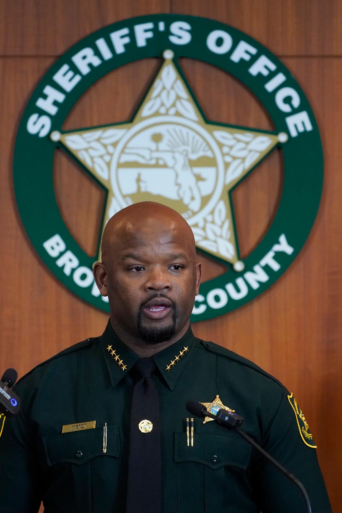 Broward County Sheriff Gregory Tony speaks during a news conference, at the BSO Public Safety Building in Fort Lauderdale, Fla., on June 7, 2022. (Wilfredo Lee/AP Photo)