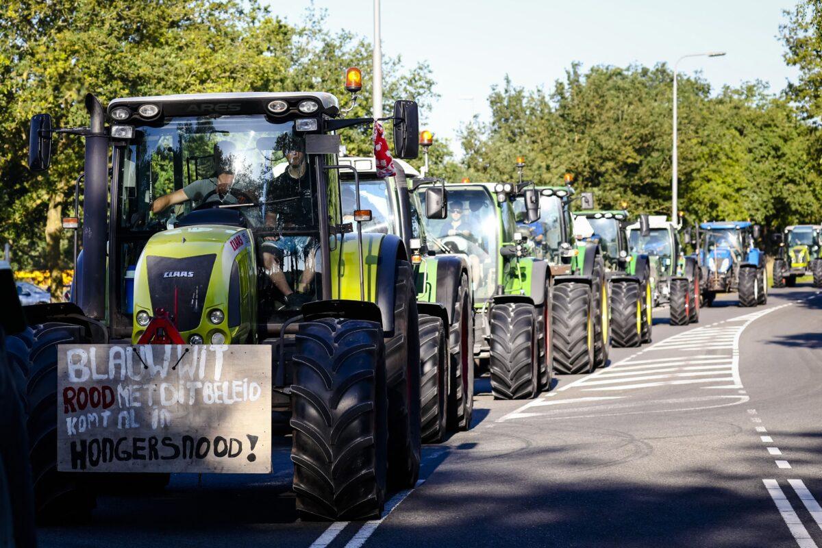 Farmers leave the city of Bathmen, the Netherlands, on their way to the rural farmers' protest in Stroe. Tens of thousands of participants are expected at the protest against the nitrogen policy, on June 22, 2022. (Bart Maat/ANP/AFP via Getty Images)