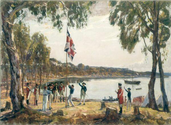 "The Founding of Australia. By Captain Arthur Phillip R.N. Sydney Cove, Jan. 26th 1788," painted 1939, oil by Algernon Talmage. (Public Domain/Wikimedia Commons)