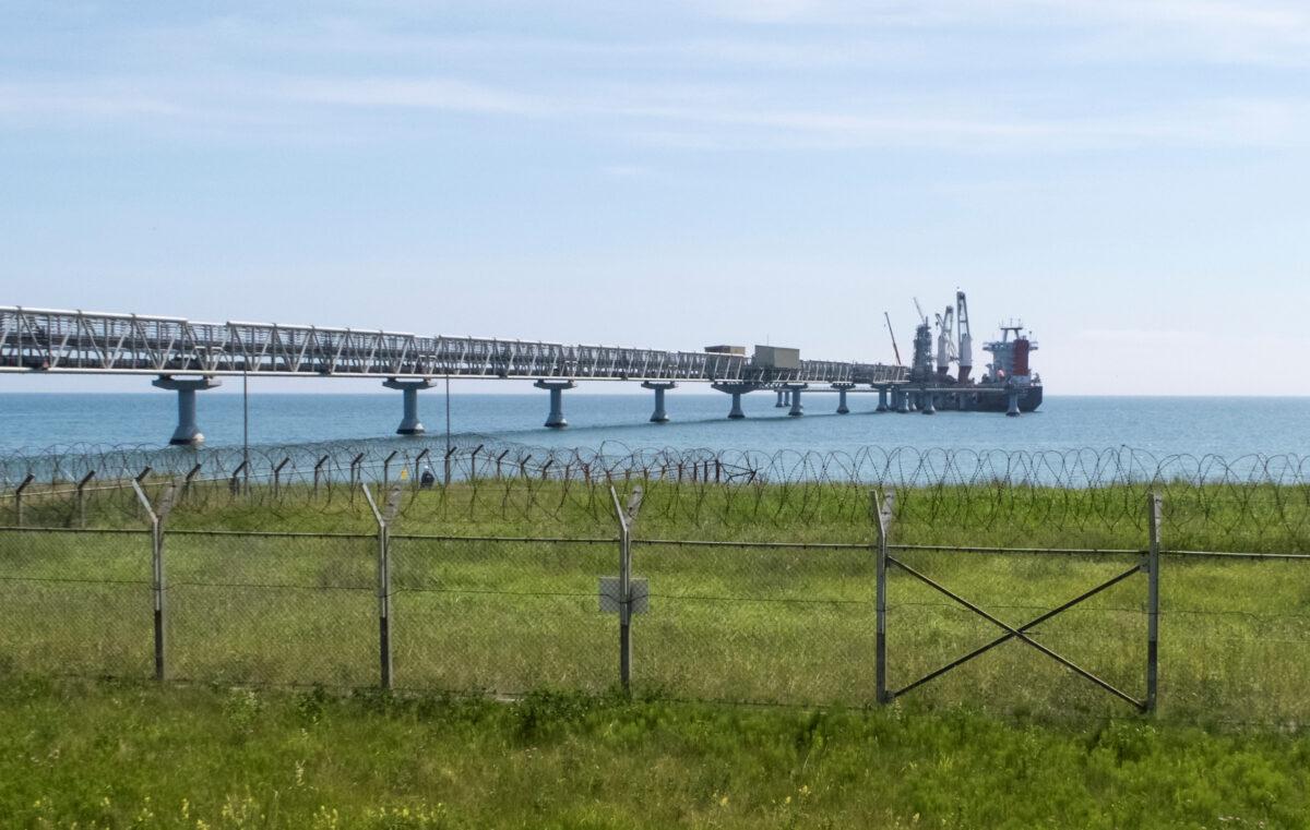 The liquefied natural gas plant operated by Sakhalin Energy at Prigorodnoye on the Pacific island of Sakhalin, Russia, on July 15, 2021. (Vladimir Soldatkin/Reuters)