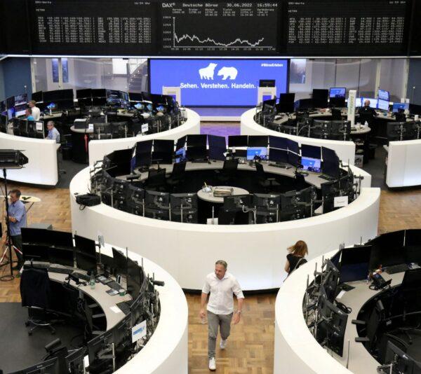 The German share price index DAX graph is pictured at the stock exchange in Frankfurt, Germany, on June 30, 2022. (Staff/Reuters)