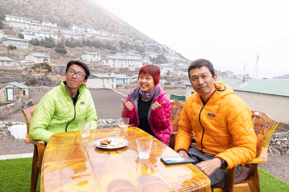Celia interviewed the Tsangs, father and son climbing enthusiasts in Nepal. (Courtesy of Celia)