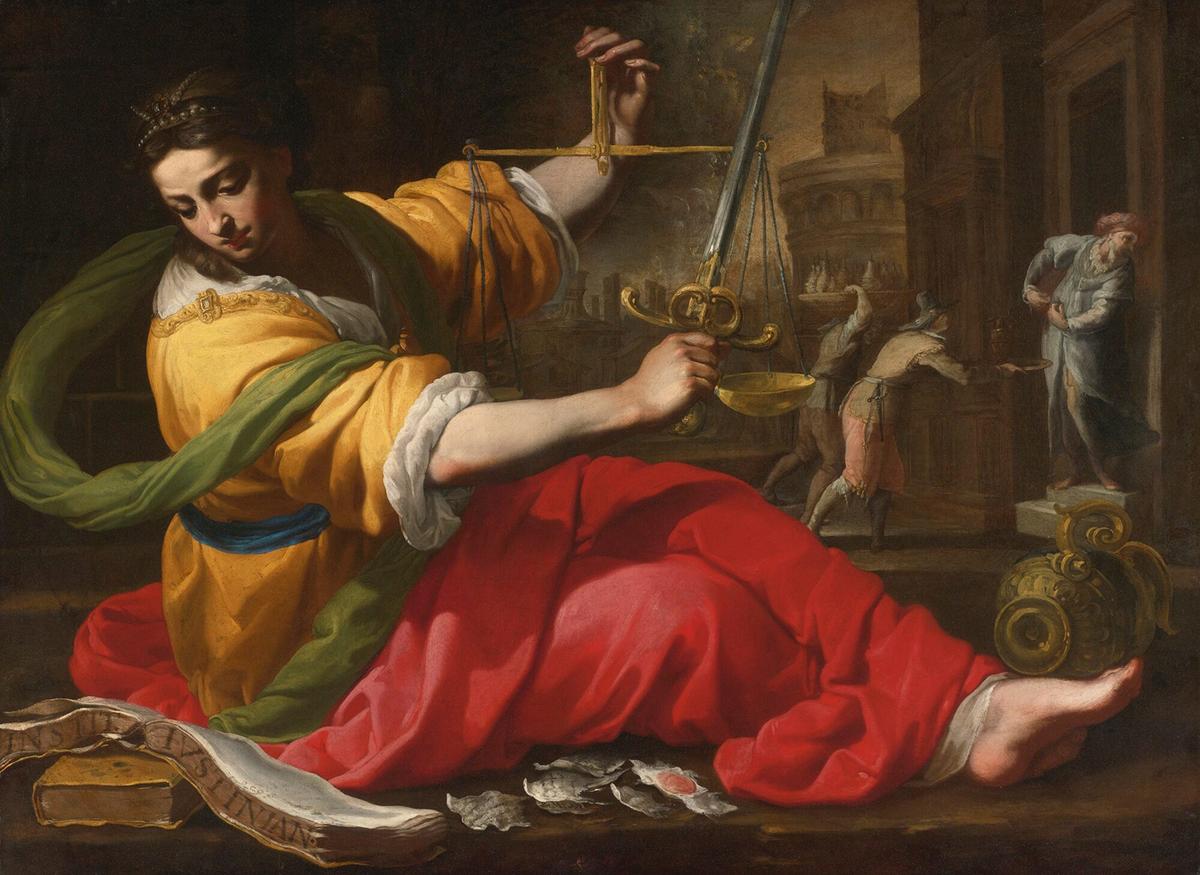 "Allegory of Justice," 1656, by Bernardino Mei. Private Collection. (PD-US)