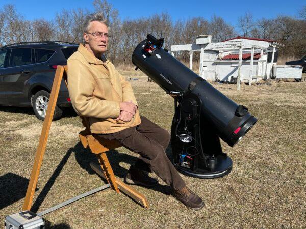 Bruce Patterson, president of the Sangamon Astronomical Society, at the group’s observational site near Pleasant Plains, Ill. (Tamara Browning for American Essence)