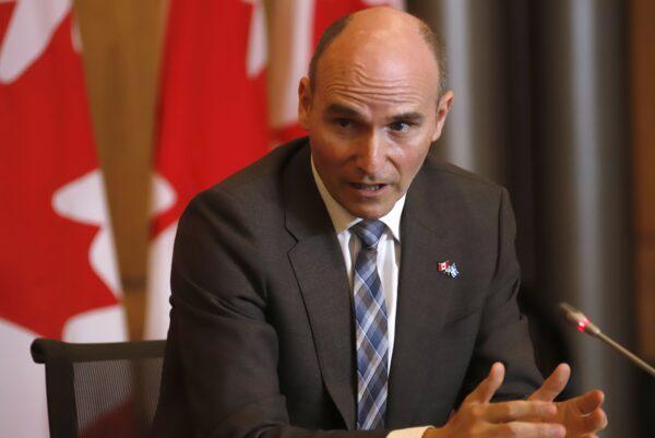 Health Minister Jean-Yves Duclos makes an announcement on ending vaccine mandates for domestic travellers, transportation workers, and federal employees, in Ottawa on June 14, 2022. (The Canadian Press/Patrick Doyle)