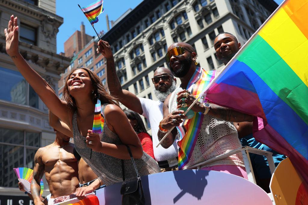 Leyna Bloom, the first trans woman of color to appear in Sports Illustrated's swimsuit issue, participates in the New York City Pride Parade on Fifth Avenue, New York City, on June 26, 2022. (Michael M. Santiago/Getty Images)