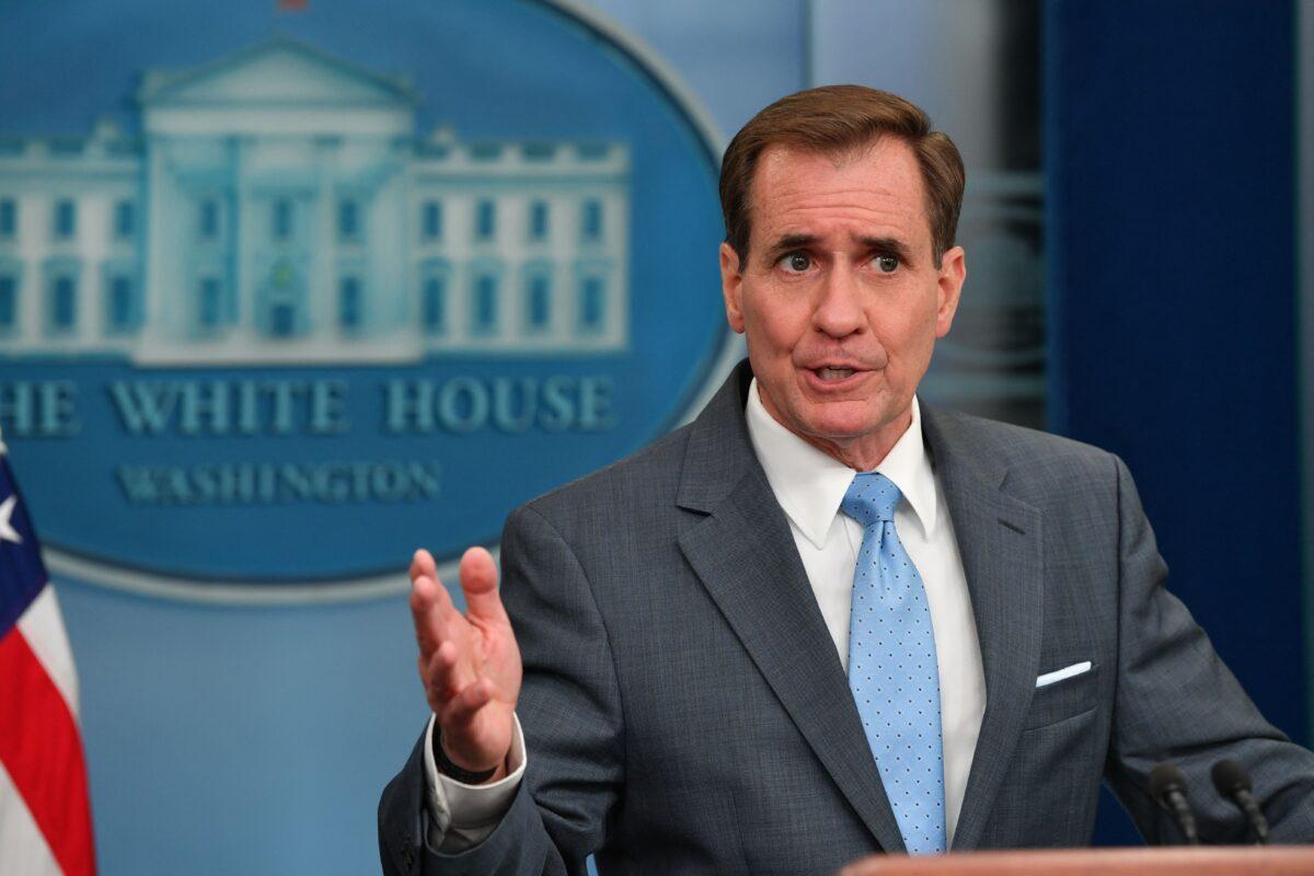 John Kirby, National Security Council Coordinator for Strategic Communications, speaks during a press briefing in the Brady Briefing Room of the White House on June 21, 2022. (Nicholas Kamm/AFP via Getty Images)