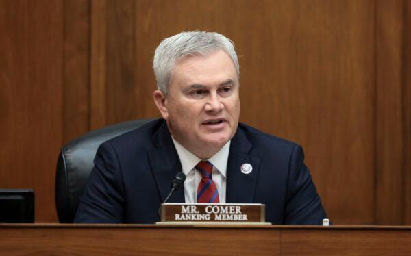  Ranking Republican member Rep. James Comer (R-Ky.) speaks at a hearing with the House Committee on Oversight and Reform in the Rayburn House Office Building on Nov. 16, 2021. (Anna Moneymaker/Getty Images)