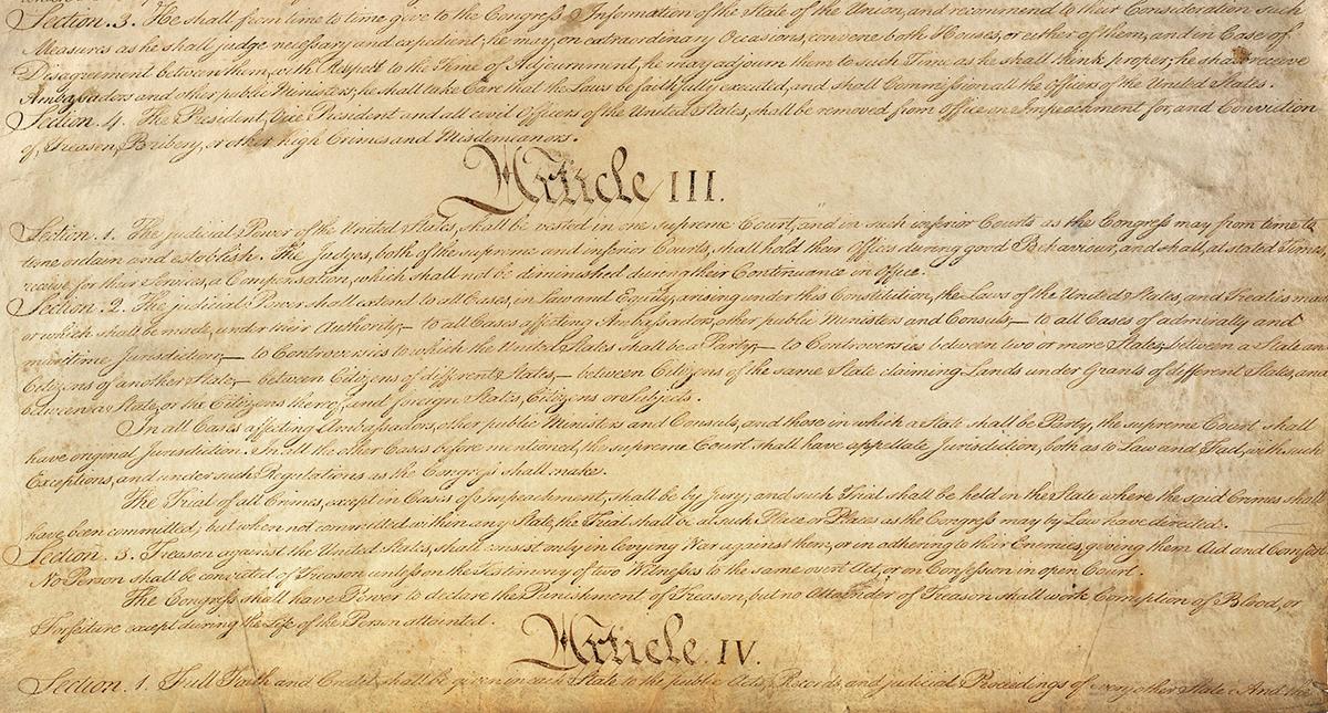 Cropped section from the third page of the Constitution of the United States. National Archives and Records Administration. (Public domain)