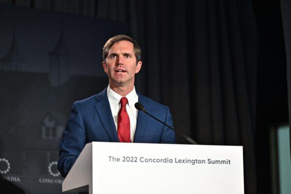 Kentucky Gov. Andy Beshear speaks onstage during the 2022 Concordia Lexington Summit–Day 2 at Lexington Marriott City Center in Lexington, Ky., on April 8, 2022. (Jon Cherry/Getty Images for Concordia )