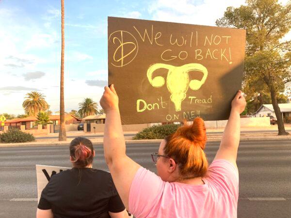 Passions ran high during a pro-abortion rally condemning the Supreme Court decision overturning Roe vs. Wade in Tucson, Ariz., on July 4, 2022. (Allan Stein/The Epoch Times)