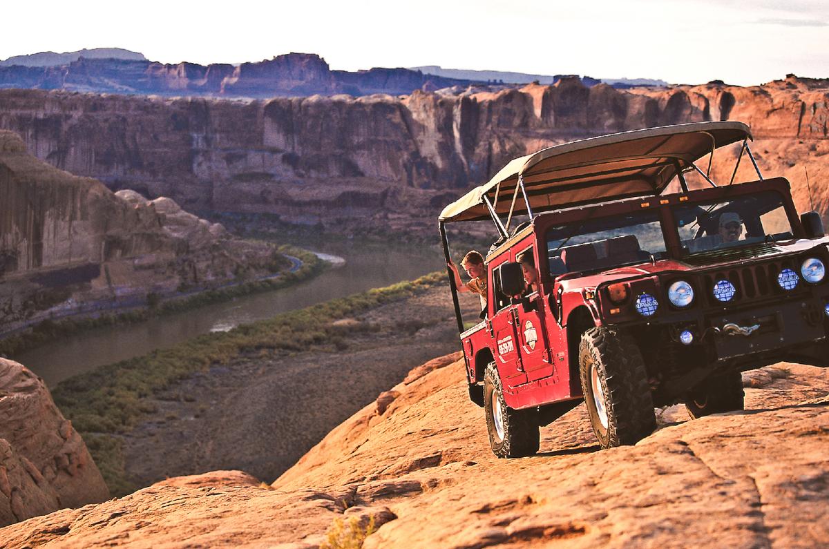A Hummer Safari takes adventurers exploring around Moab, Utah. (Photo courtesy of Moab Adventure Center.)