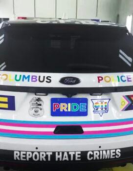 The Columbus cruiser is also adorned with a rainbow heart with an overlay of "Columbus Pride 2022." (Courtesy of Columbus Police Department)