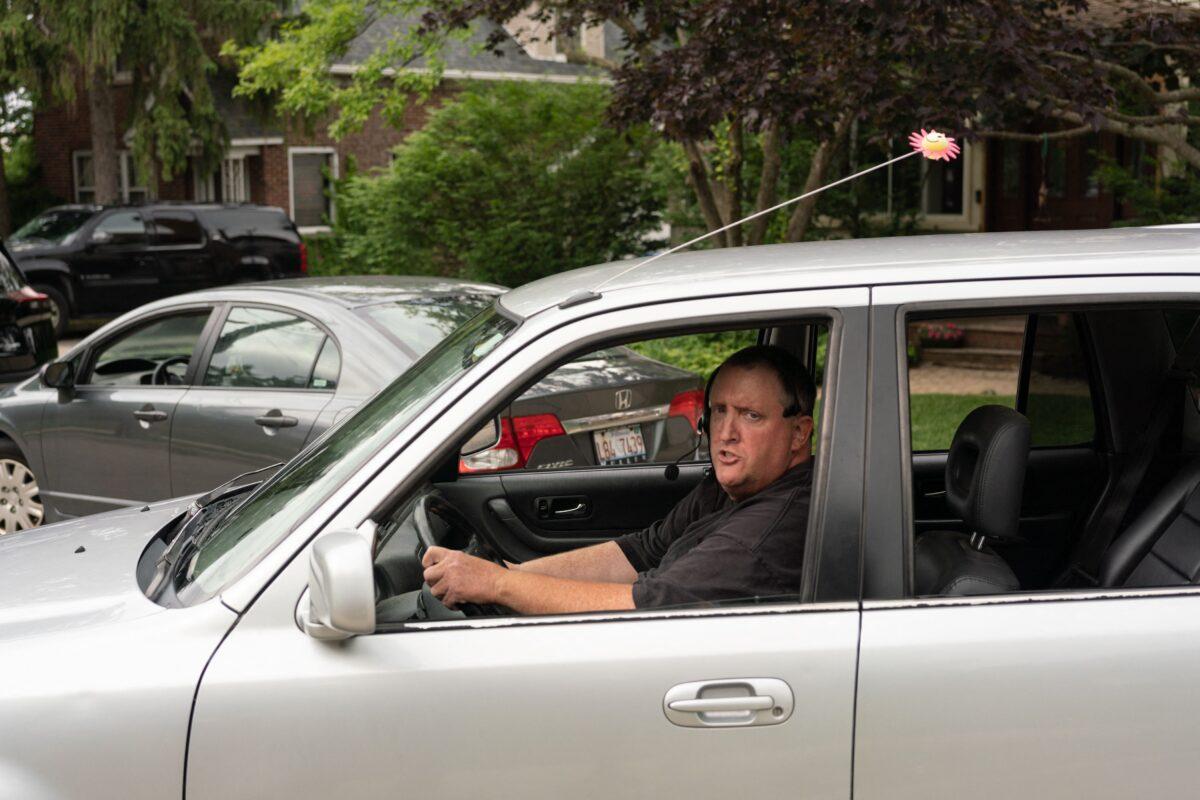 Paul Crimo, uncle of Robert Crimo III, leaves his home in the Chicago suburb of Highwood, Illinois where Crimo III was living, on July 5, 2022. (Max Herman/AFP via Getty Images)