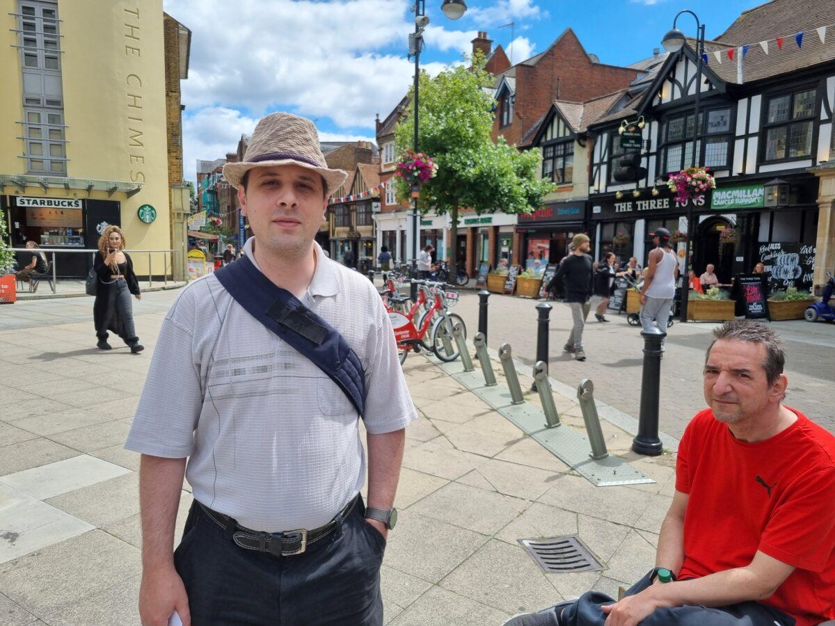 Ferenc Kiss stands in the centre of Uxbridge, London, on July 7, 2022. (Chris Summers/The Epoch Times)