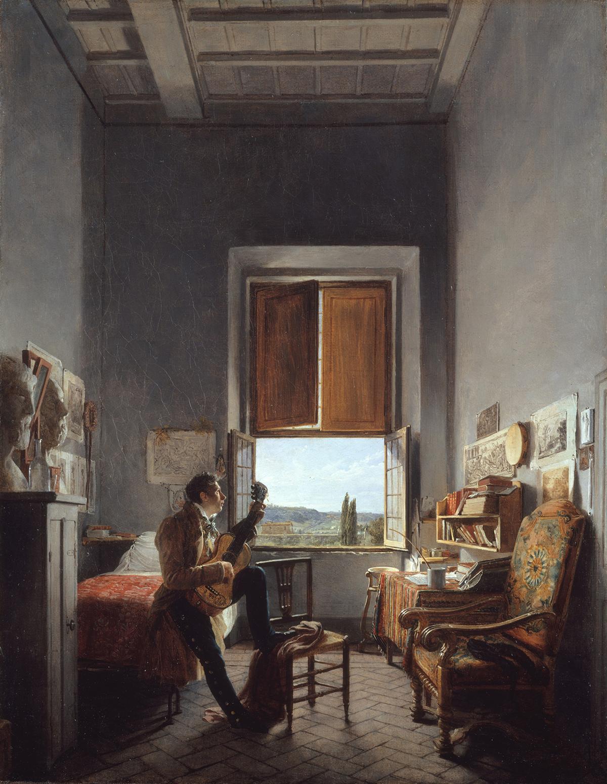 "Léon Pallière in His Room at the Villa Medici, Rome," 1817, by Jean Alaux. Oil on canvas. Metropolitan Museum of Art, New York. (Public Domain)