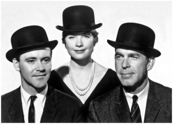 (L–R) Jack Lemmon, Shirley MacLaine, and Fred MacMurray in a publicity still for "The Apartment." (The Mirisch Company)