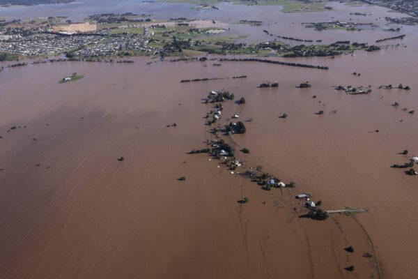 Flooding is shown by helicopter in New South Wales, Australia, on July 8, 2022. (David Swift-Pool/Getty Images)