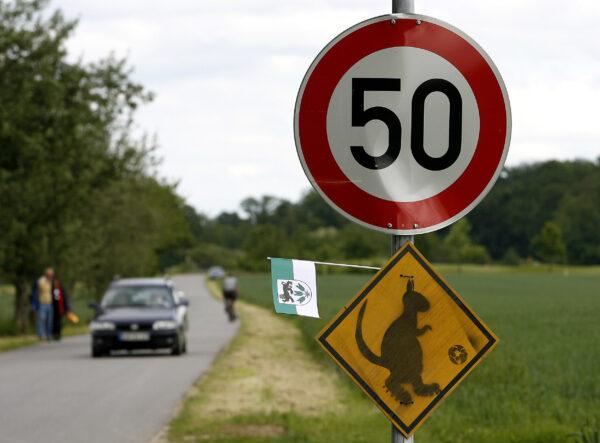 A kangaroo road traffic sign. (Torsten Blackwood/Getty Images)