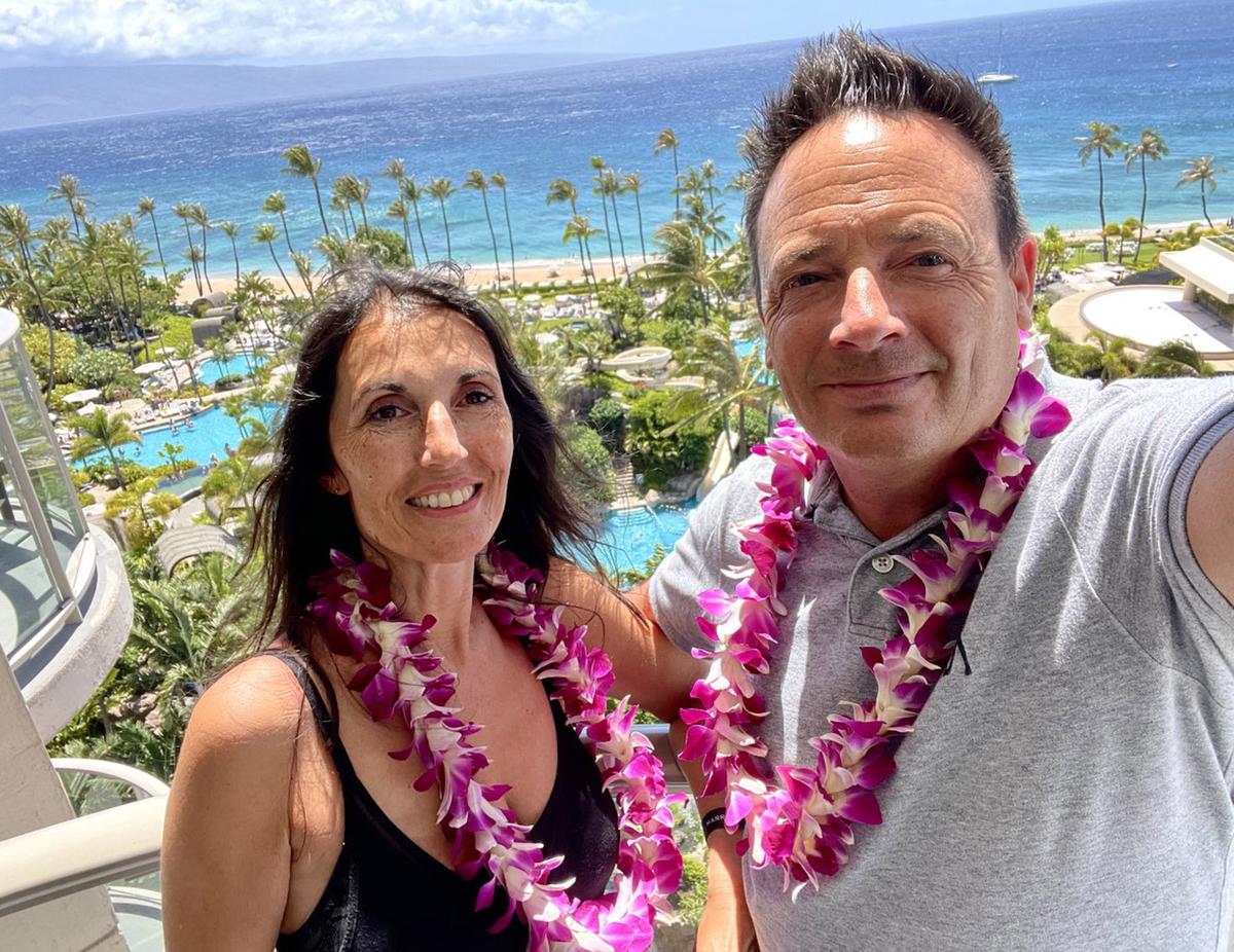 Karen Cammish, 51, and her husband, Jason, 50, on holiday in Hawaii. (Courtesy of Caters News)