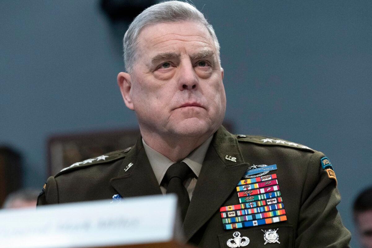 Chairman of the Joint Chiefs of Staff Gen. Mark Milley testifies before the House Committee on Appropriations Subcommittee on Defense during a hearing for the fiscal 2023 Department of Defense budget, in Washington on May 11, 2022. (Jose Luis Magana/AP Photo)