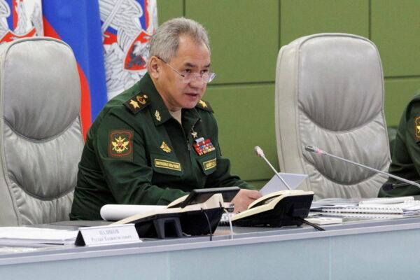 Russian Defense Minister Sergei Shoigu chairs a meeting with the leadership of the Russian Armed Forces in Moscow on July 5, 2022. (Russian Defence Ministry/Handout via Reuters)
